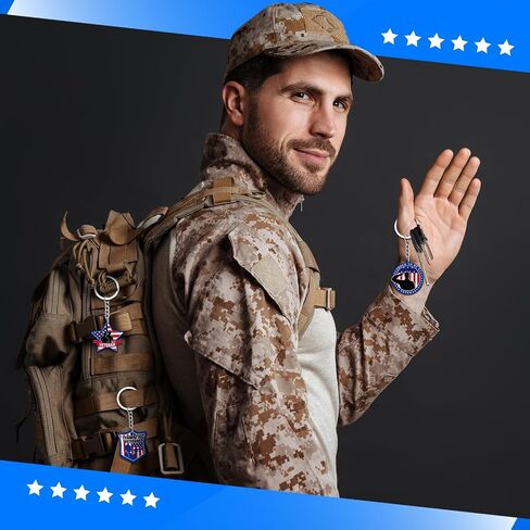 Sureio 120 Pcs Thank You for Your Service Veterans Gifts Bulk - Military Appreciation Keychains Retirement Supplies Patriotic American Flag USA Key Rings for Memorial Day Independence Day, 8 Designs in Kuwait