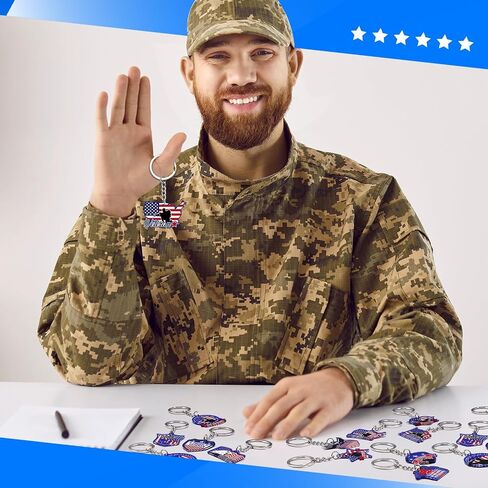 Sureio 120 Pcs Thank You for Your Service Veterans Gifts Bulk - Military Appreciation Keychains Retirement Supplies Patriotic American Flag USA Key Rings for Memorial Day Independence Day, 8 Designs in Kuwait