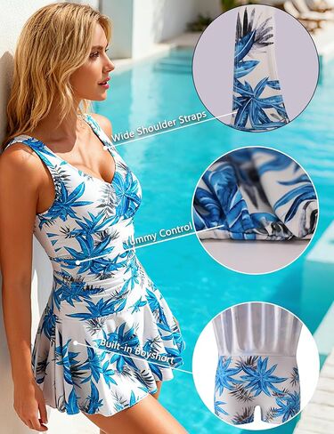 Aontus Plus Size Hawaiin Swimsuits للنساء ملابس السباحة الطويلة الجذع السيطرة على السباحة in Kuwait