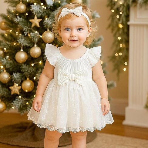Baby Girl Romper Dress Ribbed Newborn Lace Boho Tutu Dresses Headband Baptism Photography Wedding Summer Outfit 0-24M in Saudi Arabia