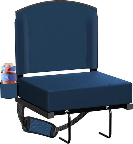 Stadium Seats with Back Support, New Portable Seat for Bleachers Hold up 400lbs, Wide Bleacher Seat with Shoulder Strap & Handle Perfect for Sports Events (Black, 1pcs) in Kuwait