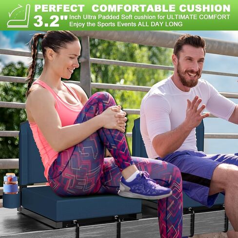 Stadium Seats with Back Support, New Portable Seat for Bleachers Hold up 400lbs, Wide Bleacher Seat with Shoulder Strap & Handle Perfect for Sports Events (Black, 1pcs) in Kuwait