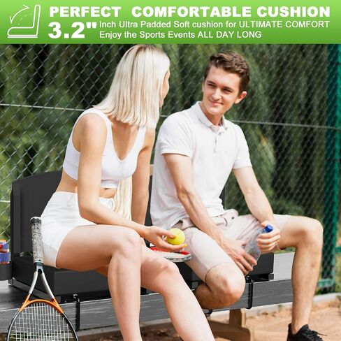 Stadium Seats with Back Support, New Portable Seat for Bleachers Hold up 400lbs, Wide Bleacher Seat with Shoulder Strap & Handle Perfect for Sports Events (Black, 1pcs) in Kuwait
