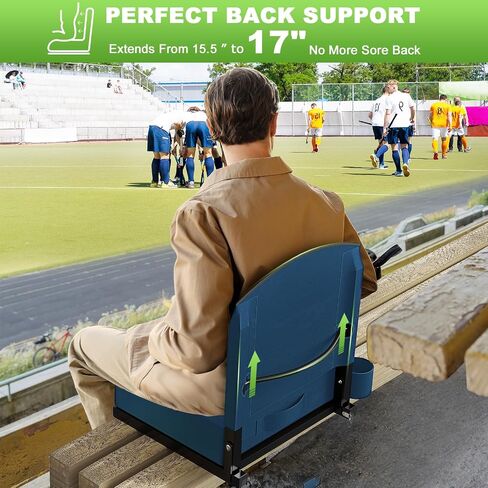 Stadium Seats with Back Support, New Portable Seat for Bleachers Hold up 400lbs, Wide Bleacher Seat with Shoulder Strap & Handle Perfect for Sports Events (Black, 1pcs) in Kuwait