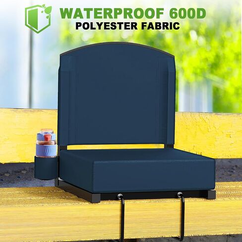 Stadium Seats with Back Support, New Portable Seat for Bleachers Hold up 400lbs, Wide Bleacher Seat with Shoulder Strap & Handle Perfect for Sports Events (Black, 1pcs) in Kuwait