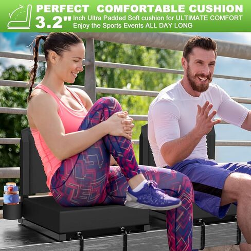 Stadium Seats with Back Support, New Portable Seat for Bleachers Hold up 400lbs, Wide Bleacher Seat with Shoulder Strap & Handle Perfect for Sports Events (Black, 1pcs) in Kuwait