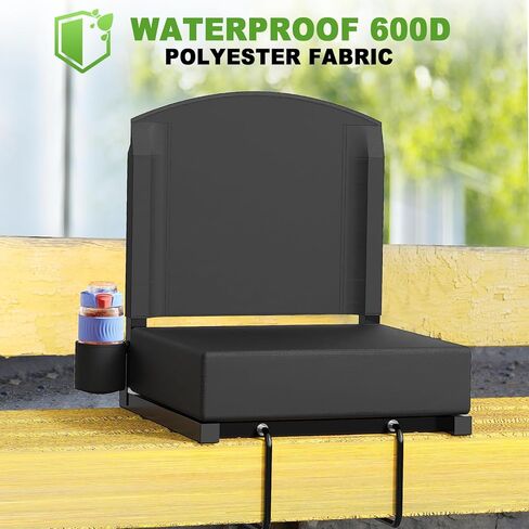 Stadium Seats with Back Support, New Portable Seat for Bleachers Hold up 400lbs, Wide Bleacher Seat with Shoulder Strap & Handle Perfect for Sports Events (Black, 1pcs) in Kuwait