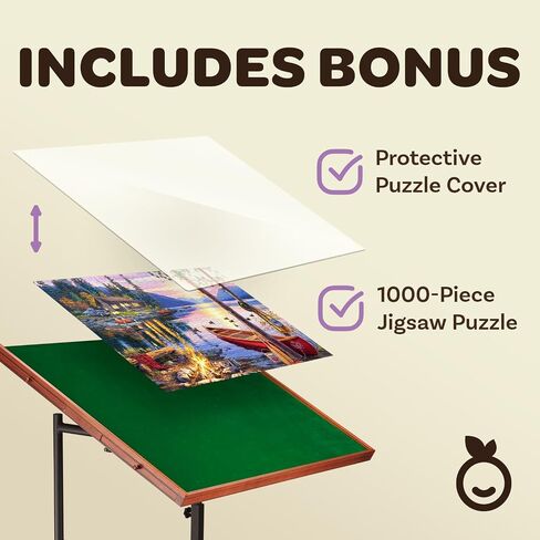 JoyBerri Jigsaw Puzzle Table/Rolling Desk - 1500 Piece Puzzle Board/Portable Jigsaw Tables with Drawers and Legs - Height Adjustable for Adults and Kids in Kuwait