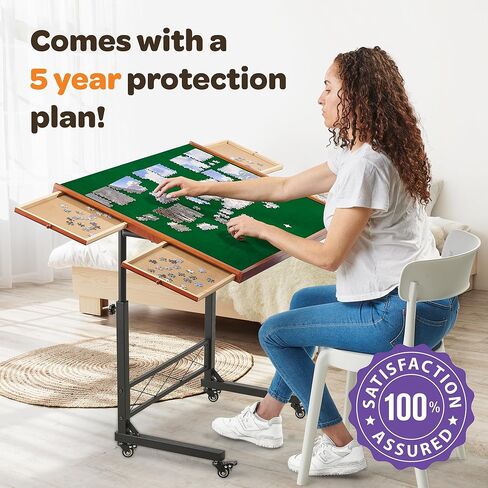 JoyBerri Jigsaw Puzzle Table/Rolling Desk - 1500 Piece Puzzle Board/Portable Jigsaw Tables with Drawers and Legs - Height Adjustable for Adults and Kids in Kuwait