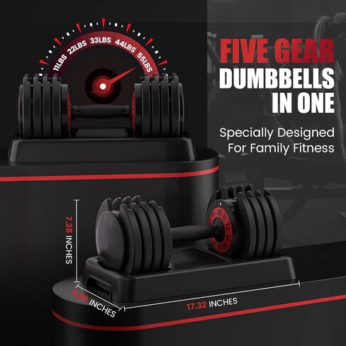 Adjustable Dumbbell 55LB Single Dumbbell 5 in 1 Free Dumbbell Weight Adjust with Anti-Slip Metal Handle, Ideal for Full-Body Home Gym Workouts in Saudi Arabia