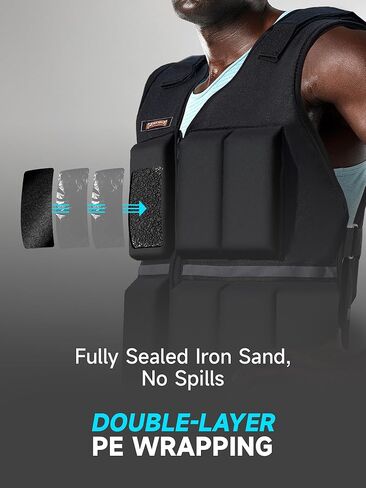 Weighted Vest 5/10/15/20/25/30 lbs - Quick on and off - Running Body Weight Vest with Reflective Stripe for Women Men, Workout Equipment for Fitness, Walking, Strength Training in Kuwait
