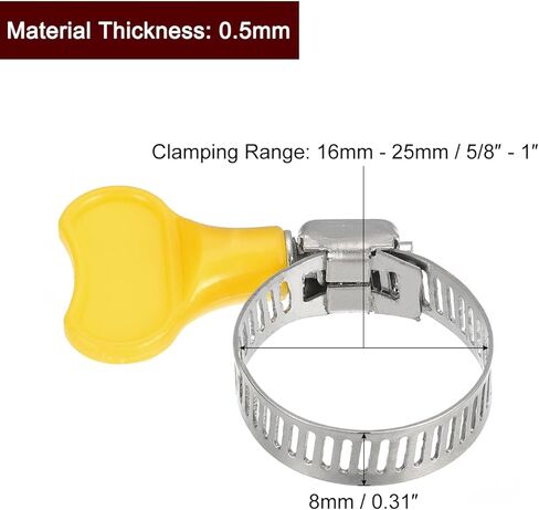 Worm Gear Hose Clamp, 12pcs 5/8" - 1" Key Type Adjustable Stainless Steel Hose Clamps with Plastic Handle for Securing Hose in Saudi Arabia