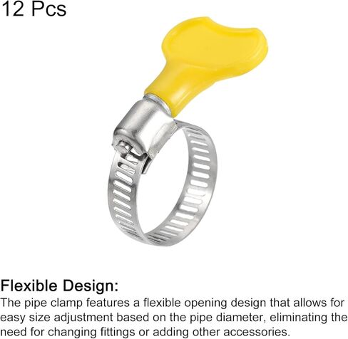 Worm Gear Hose Clamp, 12pcs 5/8" - 1" Key Type Adjustable Stainless Steel Hose Clamps with Plastic Handle for Securing Hose in Saudi Arabia