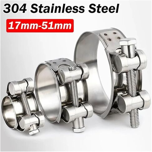 304 Stainless Steel Hose Clamps T Bolt Powerful Pipe Clip Water Pipes Sealing(26-28mm) in Saudi Arabia