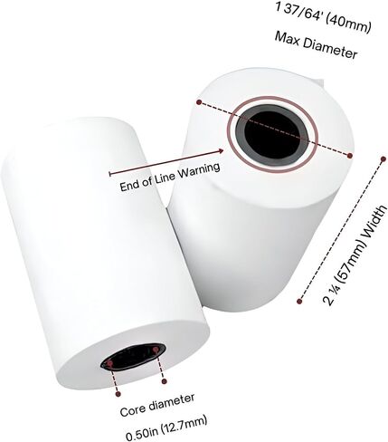(50 لفة) 2 1/4 × 50 'BPA ، استلام الورق الحراري ، قوائم استلام الورق الحراري Clover Flex POS Cash Record Paper لمحطات بطاقات الائتمان ، Mini ، 57 ملم in Kuwait