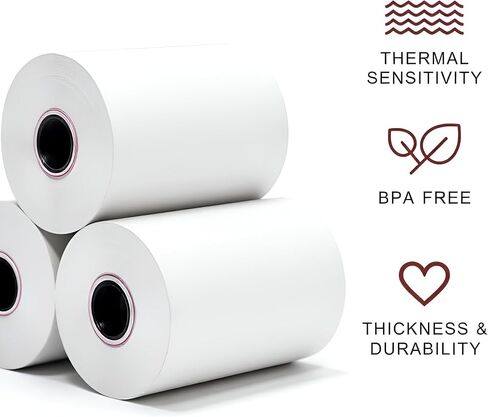 (50 لفة) 2 1/4 × 50 'BPA ، استلام الورق الحراري ، قوائم استلام الورق الحراري Clover Flex POS Cash Record Paper لمحطات بطاقات الائتمان ، Mini ، 57 ملم in Kuwait
