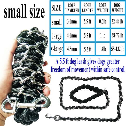 Dog Leash Metal Leashes Chain Rope with Pet Collar Training Walking Leads Heavy Duty Anti Bite 360 Hook for Medium and Large Dogs (X-Large) in Kuwait