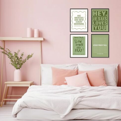Locomiss Light Blue Christian College Dorm Room Decor Posters, Jesus Wall Art, Blue Christian Jesus Posters For Home Girls College Dorm Room Bedroom Apartment Wall Decor, Set of 4 (8x10 Unframed) in Saudi Arabia