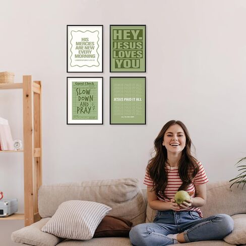 Locomiss Light Blue Christian College Dorm Room Decor Posters, Jesus Wall Art, Blue Christian Jesus Posters For Home Girls College Dorm Room Bedroom Apartment Wall Decor, Set of 4 (8x10 Unframed) in Saudi Arabia