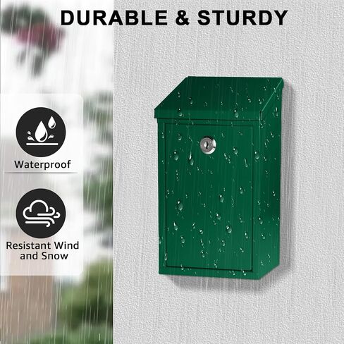 Metal Suggestion Box Donation Box With Slot Drop Box With Lock And Key Collection Box Mailbox Wall Mount Dropbox（10.2×5.6×2.8inch）Ballot Box For Home Office Outdoor （Black） in Kuwait