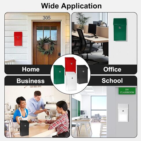 Metal Suggestion Box Donation Box With Slot Drop Box With Lock And Key Collection Box Mailbox Wall Mount Dropbox（10.2×5.6×2.8inch）Ballot Box For Home Office Outdoor （Black） in Kuwait