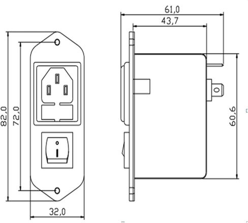 1 Pcs Socket with Switch Double Fuse Power Filter CW2C-10A-T in Saudi Arabia