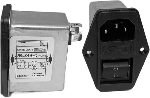 1 Pcs Power Filter Socket Type Anti-Interference CW2C-10A-T 06A AC 220V(CW2C-03A-T 3A) in Saudi Arabia