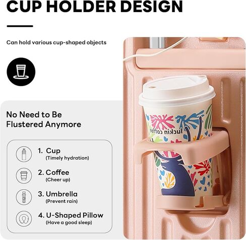 20in carry on luggage with 360° Spinner Wheel airline approved TSA lock luggage case with Cup Holder USB Port travel suitcases with wheels lightweight PC Material (Blue) in Kuwait