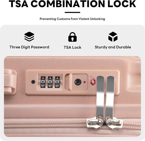 20in carry on luggage with 360° Spinner Wheel airline approved TSA lock luggage case with Cup Holder USB Port travel suitcases with wheels lightweight PC Material (Blue) in Kuwait