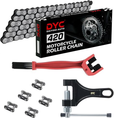 DYC 420 Mini Bike Chain Kit - سلسلة أسطوانة 42 وخلفية 90 مع ضابط لـ CT200U/CT200U -EX/BT200X ، Baja Warrior MB200/MB165 ، Massimo ، Predator 212 192cc/200cc 6.5hp (ATV/Dibt) in Kuwait