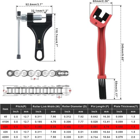 DYC 420 Mini Bike Chain Kit - سلسلة أسطوانة 42 وخلفية 90 مع ضابط لـ CT200U/CT200U -EX/BT200X ، Baja Warrior MB200/MB165 ، Massimo ، Predator 212 192cc/200cc 6.5hp (ATV/Dibt) in Kuwait