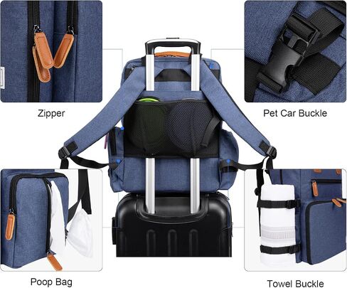 Modoker Dog Travel Bag, Airline Approved Backpack for Pet Accessories Organizer, Tote Weekend Bag with 2 Dog Food Storage Containers, 2 Collapsible Dog Bowls, 1 Pet Mat, Black in Kuwait
