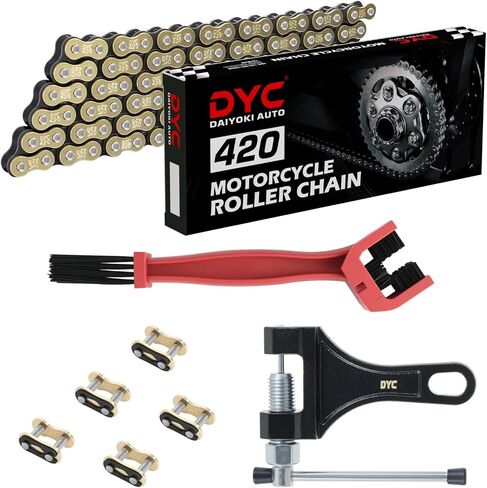 DYC 420 Mini Bike Chain Kit - Front 42 & Rear 90 Link Roller Chain with Adjuster for Coleman CT200U/CT200U-EX/BT200X, Baja Warrior MB200/MB165, Massimo, Predator 212 196cc/200cc 6.5HP (ATV/Dirt Bike) in Saudi Arabia