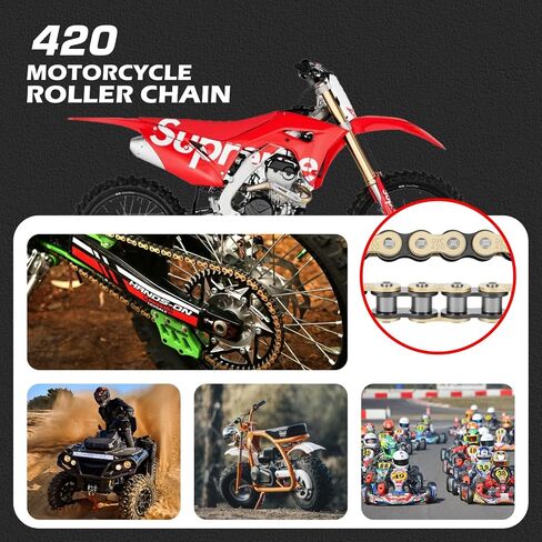 DYC 420 Mini Bike Chain Kit - Front 42 & Rear 90 Link Roller Chain with Adjuster for Coleman CT200U/CT200U-EX/BT200X, Baja Warrior MB200/MB165, Massimo, Predator 212 196cc/200cc 6.5HP (ATV/Dirt Bike) in Saudi Arabia
