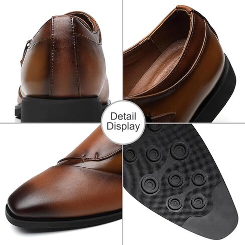 SANNAX Monk Strap Men’s Dress Loafer Shoes Plain Toe Classic Oxfords Shoes for Formal Business Wedding in Saudi Arabia