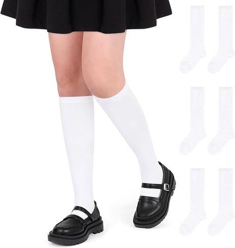 ENBAOHUI 3 Packs Kids Girl Knee High Socks Toddler Knee High Socks Knit School Uniform Socks Dress Socks 3-11T in Saudi Arabia