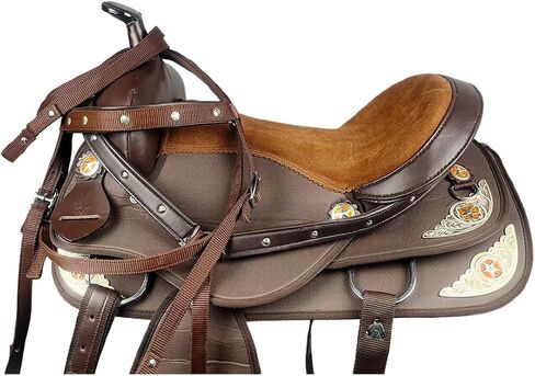 Western Horse Saddle Combo Kit Brown Synthetic Nylon English Riding Horse Saddle Tack Set for Horse Equestrian Horse Riding Saddle Combo Pack Set of 5 pcs in Saudi Arabia
