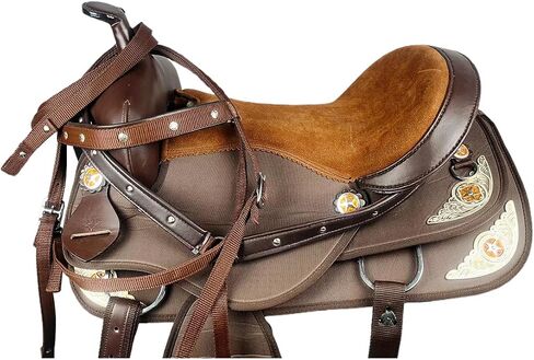 Western Horse Saddle Combo Kit Brown Synthetic Nylon English Riding Horse Saddle Tack Set for Horse Equestrian Horse Riding Saddle Combo Pack Set of 5 pcs in Saudi Arabia