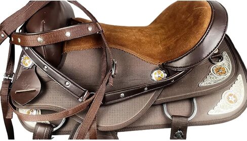 Western Horse Saddle Combo Kit Brown Synthetic Nylon English Riding Horse Saddle Tack Set for Horse Equestrian Horse Riding Saddle Combo Pack Set of 5 pcs in Saudi Arabia
