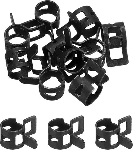 MECCANIXITY 10 Pcs Fuel Line Clamps Spring Band Hose Clamps, 15mm Silicone Air Tube Vacuum Hose Water Pipe Low Pressure Clamps Assortment Kit, Black in Saudi Arabia