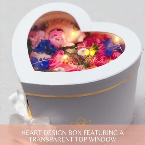 BBJ WRAPS Luxury Heart Shaped Flower Boxes with Lids Florist Double Layer Gift Paper Mache Boxes for Arrangements-9"(L) x 8"(W) x 6.5"(H) (Black) in Kuwait