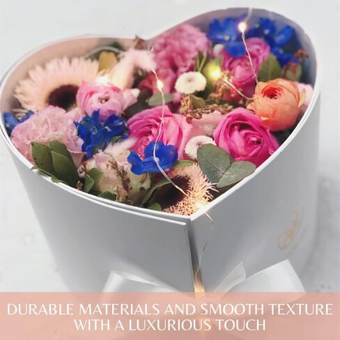 BBJ WRAPS Luxury Heart Shaped Flower Boxes with Lids Florist Double Layer Gift Paper Mache Boxes for Arrangements-9"(L) x 8"(W) x 6.5"(H) (Black) in Kuwait