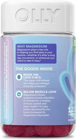OLLY Relaxing Magnesium Gummies, Supports Muscle Relaxation*, Magnesium Citrate, Raspberry Lavender Flavor, 15 Day Supply - 60 Count in Saudi Arabia