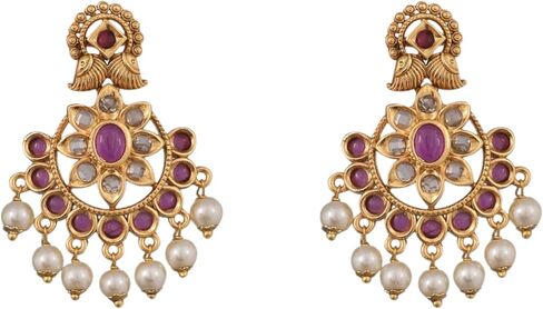 Tarinika Jagrati Nakshatra Cz Jhumki Drop أقراط - أقراط هندية للنساء - مثالية للمناسبات العرقية | الأقراط الهندية التقليدية | ضمان سنة واحدة* in Kuwait