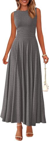 PRETTYGARDEN Womens Spring Dresses 2025 Casual Sleeveless Crewneck Aline Maxi Dress Stretch Tank Flowy Long Dresses in Kuwait
