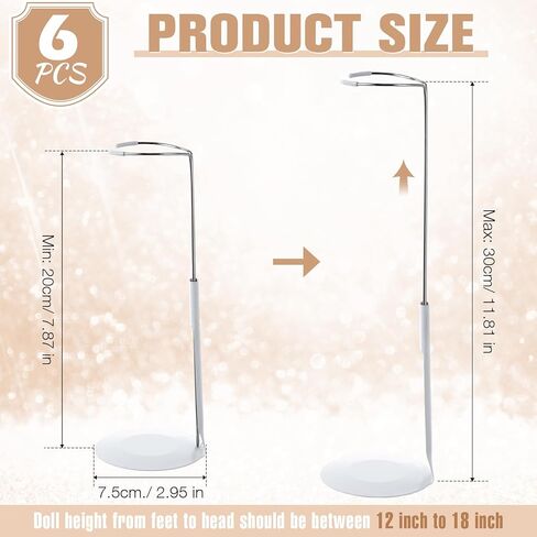 6 Pcs Black Adjustable Doll Stand, Fits 8 to 12 Inch Dolls or Action Figures, Doll Display Rack with Expandable Waist Wire for Home Shop Birthday Party Favor in Kuwait