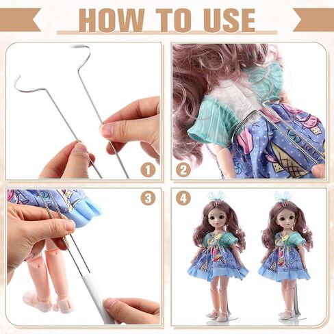 6 Pcs Black Adjustable Doll Stand, Fits 8 to 12 Inch Dolls or Action Figures, Doll Display Rack with Expandable Waist Wire for Home Shop Birthday Party Favor in Kuwait