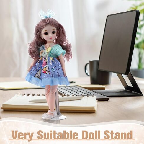 6 Pcs Black Adjustable Doll Stand, Fits 8 to 12 Inch Dolls or Action Figures, Doll Display Rack with Expandable Waist Wire for Home Shop Birthday Party Favor in Kuwait