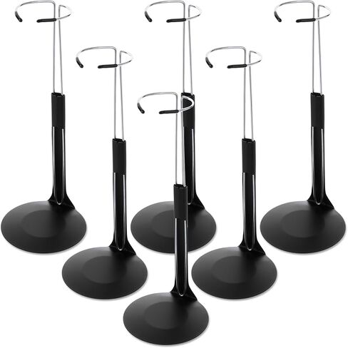 6 Pcs Black Adjustable Doll Stand, Fits 8 to 12 Inch Dolls or Action Figures, Doll Display Rack with Expandable Waist Wire for Home Shop Birthday Party Favor in Saudi Arabia