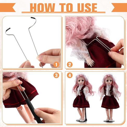 6 Pcs Black Adjustable Doll Stand, Fits 8 to 12 Inch Dolls or Action Figures, Doll Display Rack with Expandable Waist Wire for Home Shop Birthday Party Favor in Saudi Arabia